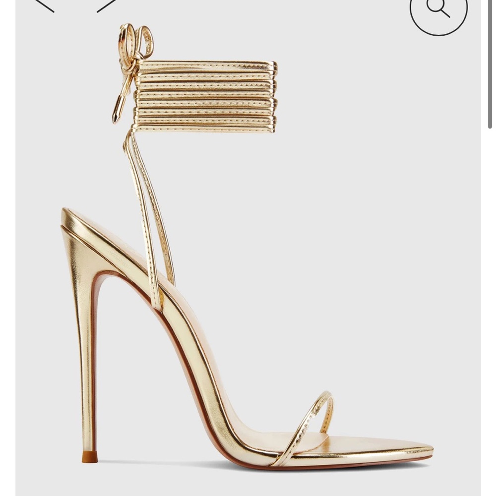 Femme LA Gold Heels with Ankle Wrap - new and never worn! Comes with box